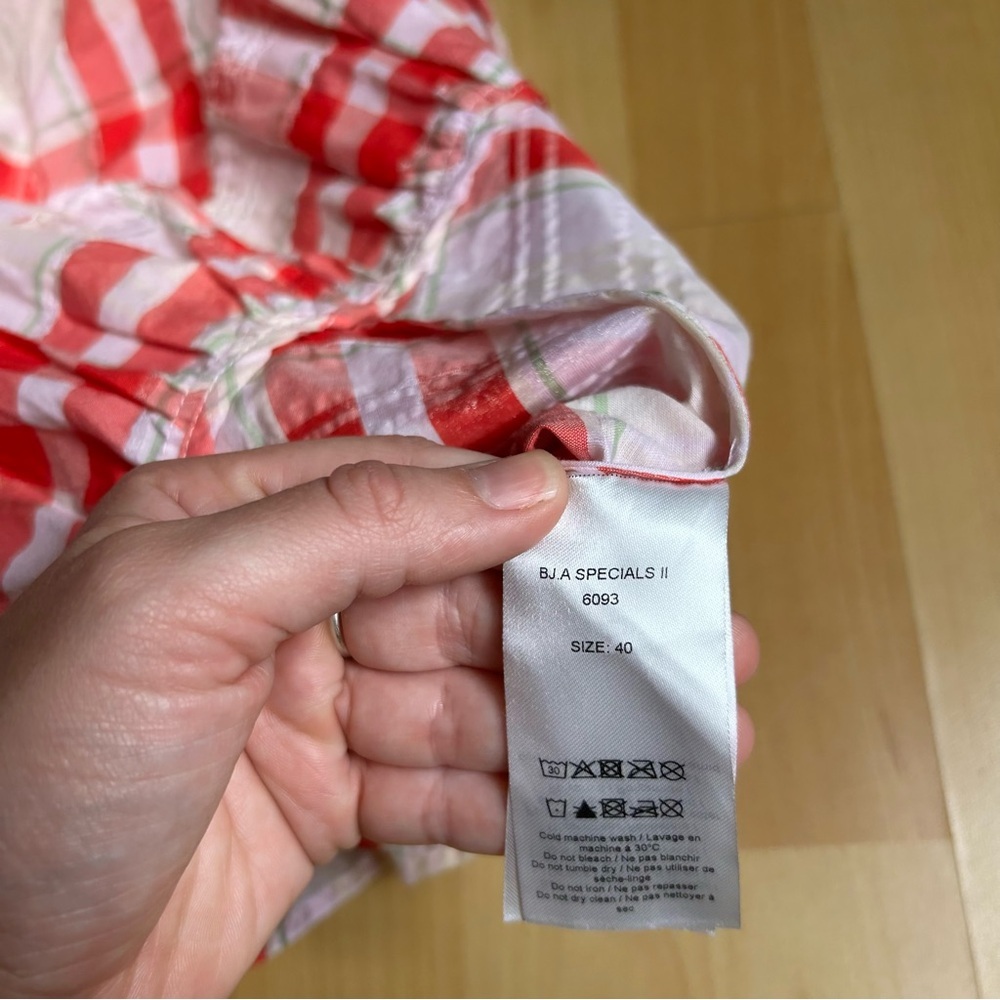 Ganni Red and White Seersucker Checkered Maxi Dress Size 40 - Picture 8 of 15